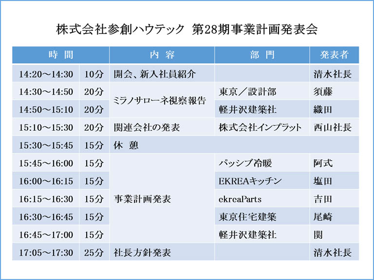 タイムスケジュール